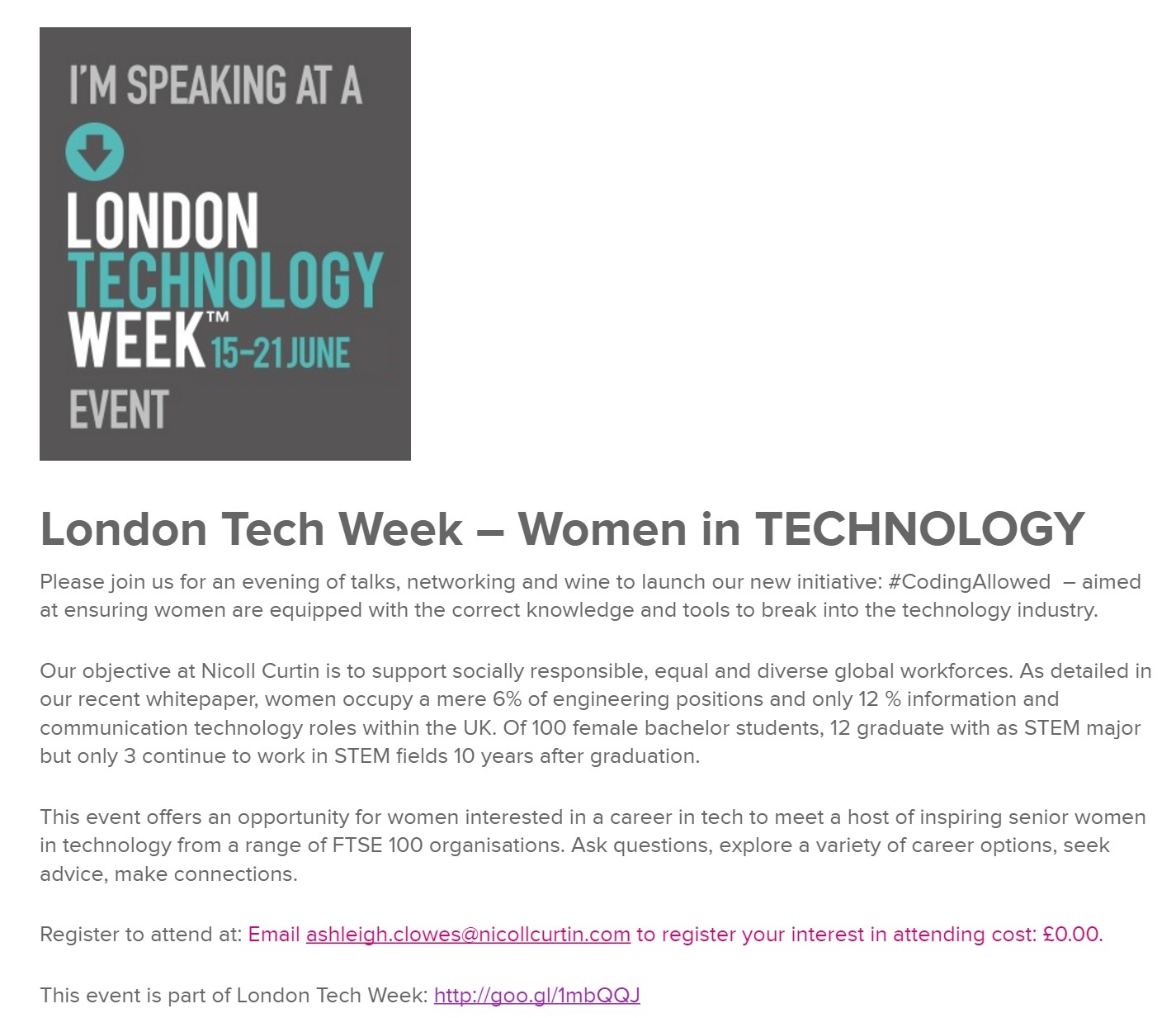 London Tech Week Women in Tech